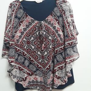 Red, white & blue sparkly top 1x